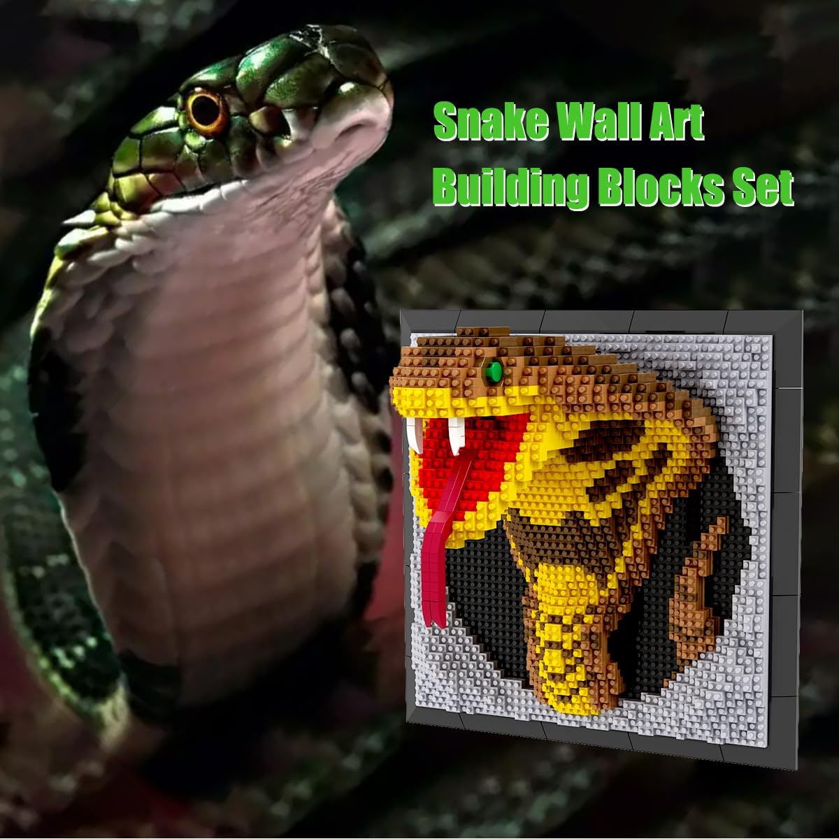BDYDT Wall Art Snake Building Blocks Set; A Wall Decor Set for Adults Who Love Creative Hobbies(2376 Pieces) Toys Gifts for Kid and Adult